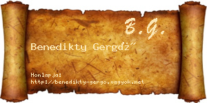 Benedikty Gergő névjegykártya